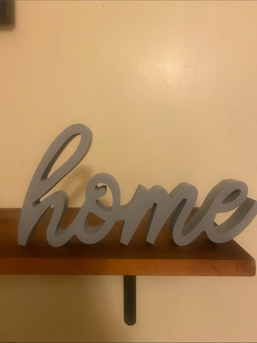 Gray "home" Script Wooden Sign